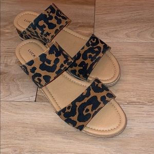 Leopard print lucky brand sandals